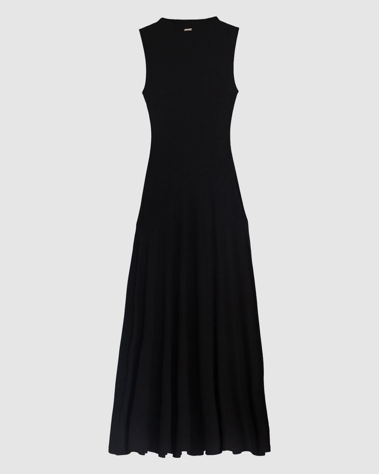 Vestido Midi Feminino Gola Alta Recorte Frontal Malha Viscose Stretch - ENFIM