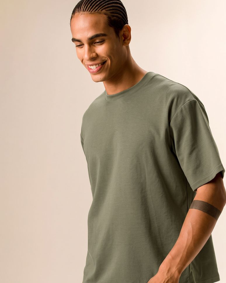 Camiseta Masculina Box Decote Redondo Manga Curta Em Malha Do Abraço