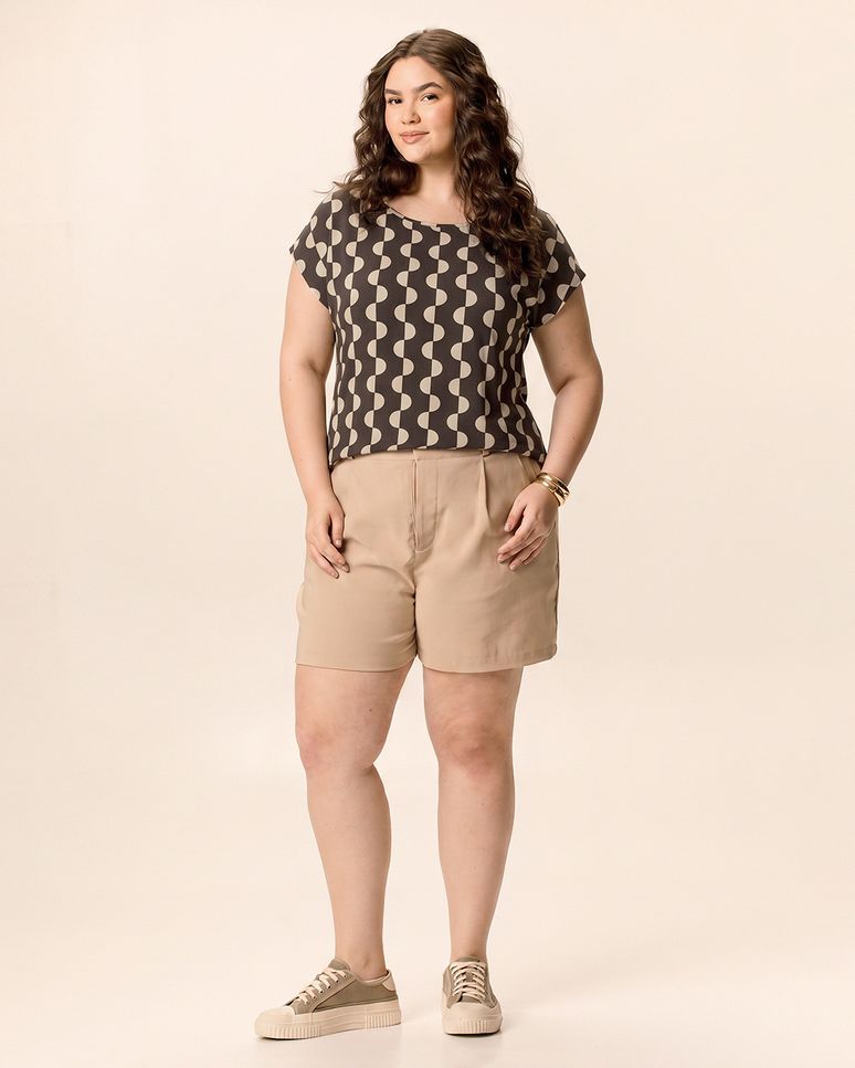 Blusa Feminina Plus Size Mullet Estampada Em Viscose Stretch