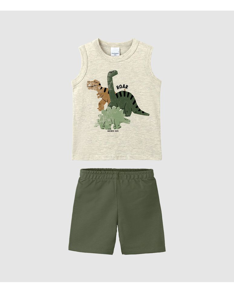 Conjunto Infantil Menino Regata Dinossauros Roar Em Algodão Malwee Kids