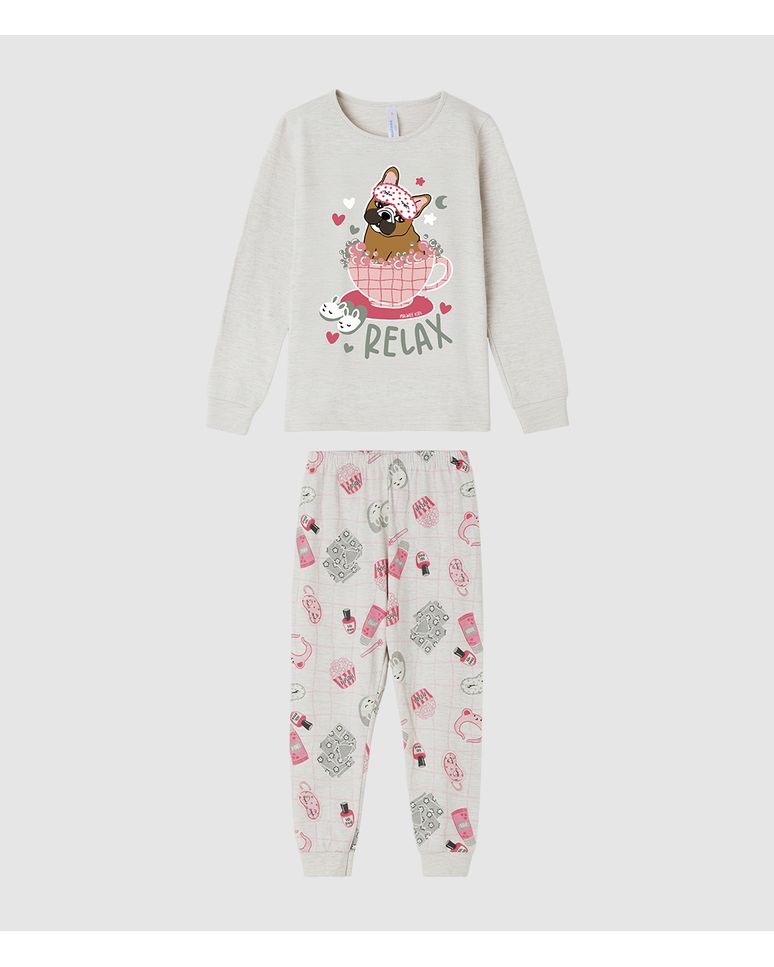 Pijama Longo Infantil Menina Relax Brilha No Escuro Malwee Kids