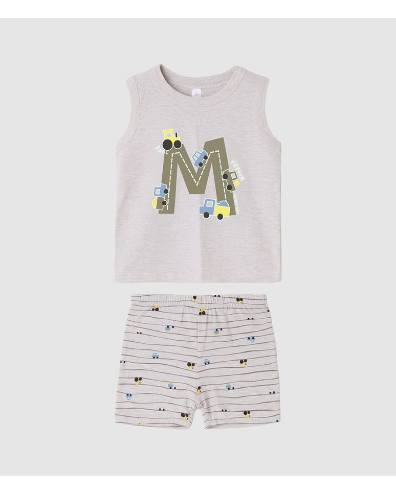 Pijama Curto Infantil Menino Regata E Bermuda Estampada Malwee Kids