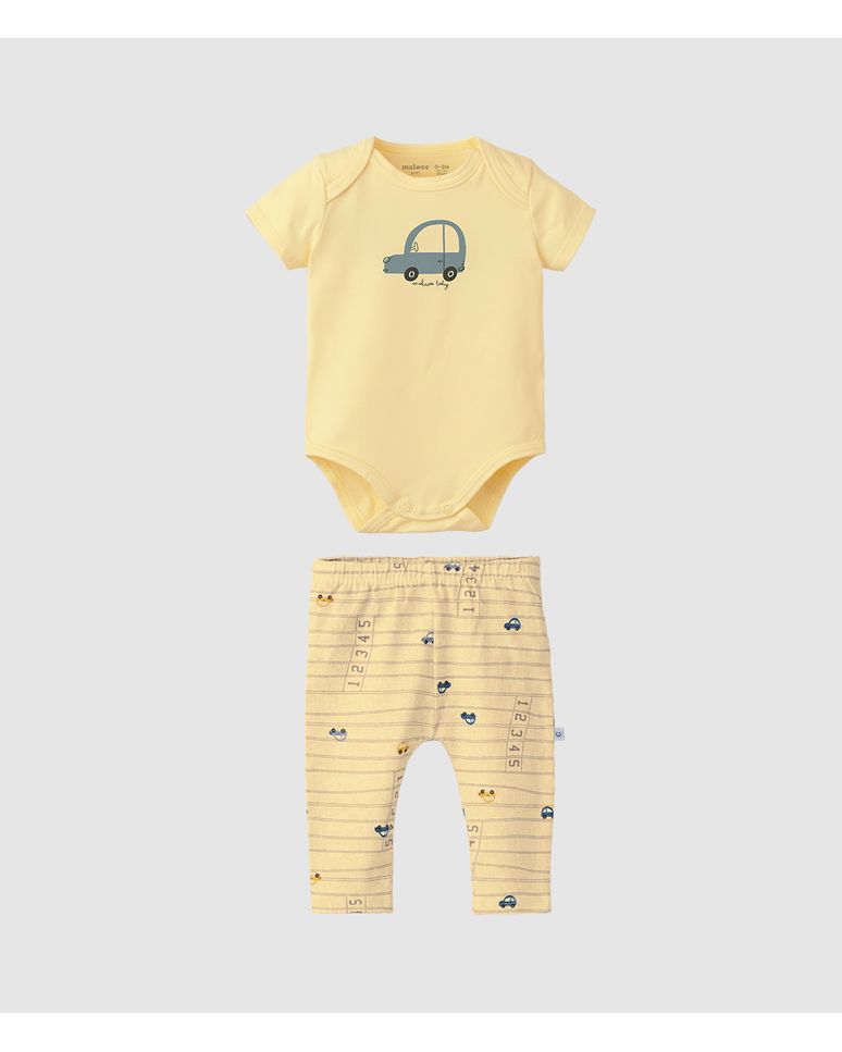 Conjunto Infantil Menino Estampa Body E Calça Em Algodão Malwee Kids