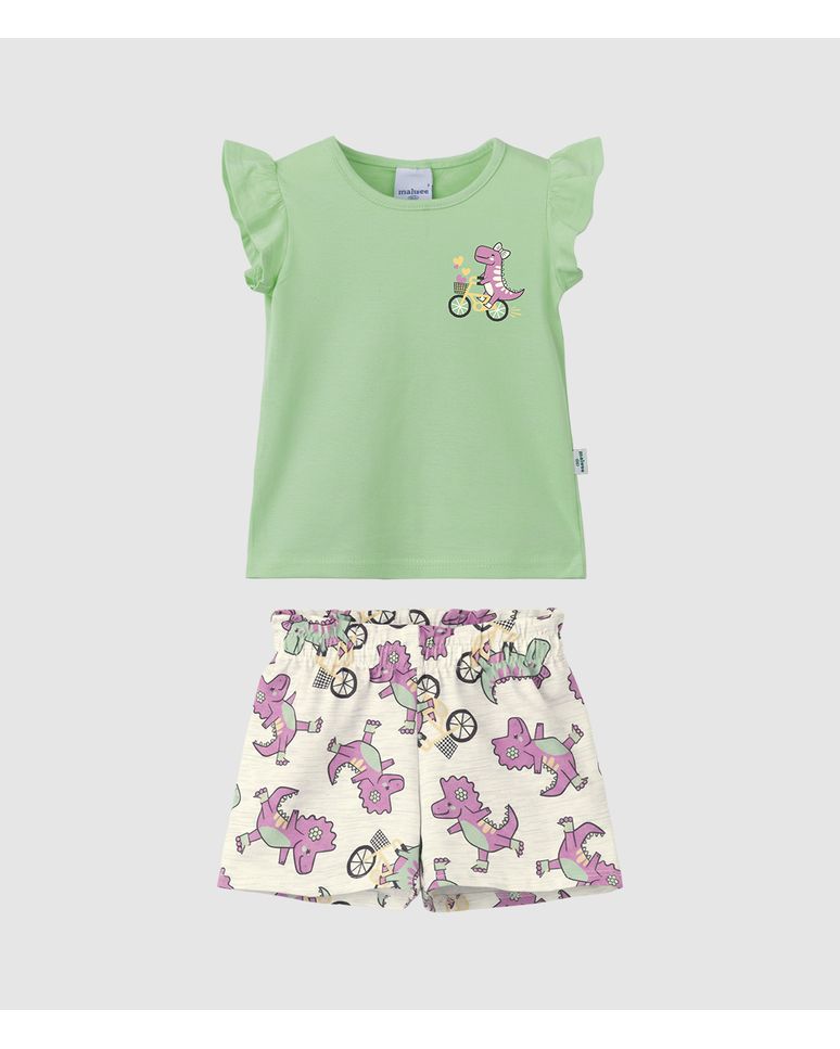 Conjunto Infantil Menina Estampa Temática Dinossauros Malwee Kids