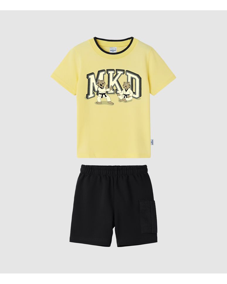 Conjunto Infantil Menino Camiseta Estampa Efeito HD Em Algodão Malwee Kids