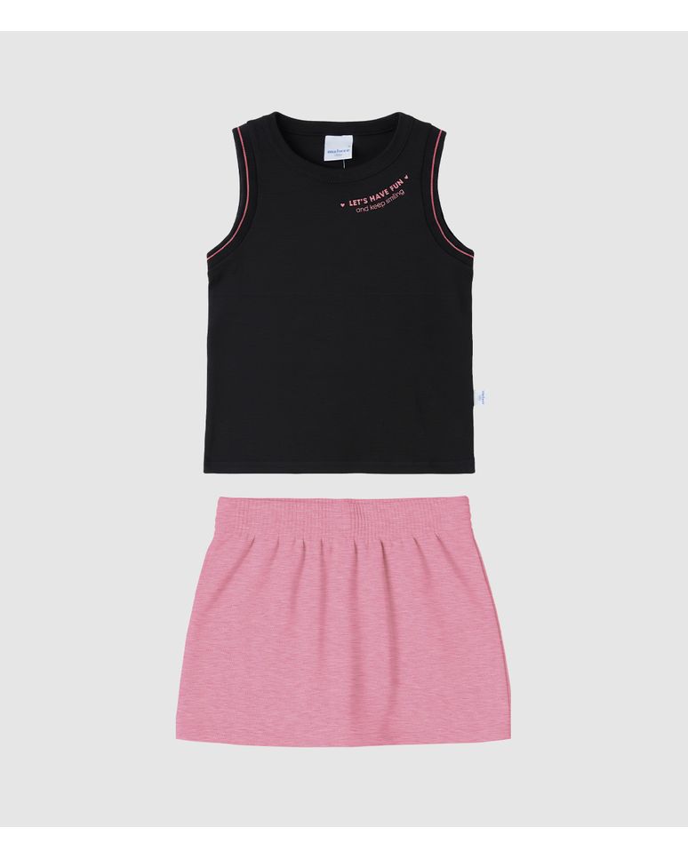 Conjunto Infantil Menina Regata Let's Have Fun E Shorts Saia Malwee Kids