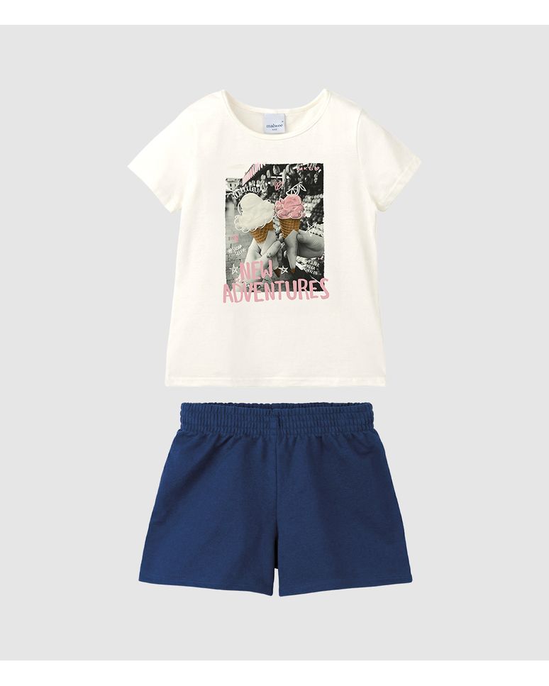 Conjunto Infantil Menina Blusa New Adventures Em Algodão Malwee Kids