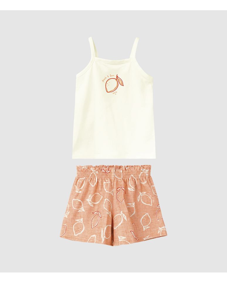 Conjunto Infantil Menina Regata Decote Reto E Shorts Estampado Malwee Kids