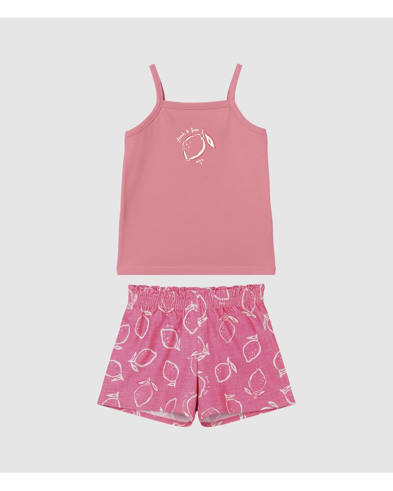Conjunto Infantil Menina Regata Decote Reto E Shorts Estampado Malwee Kids