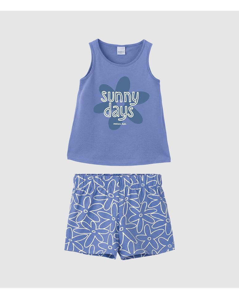Conjunto Infantil Menina Regata E Shorts Estampado Em Algodão Malwee Kids