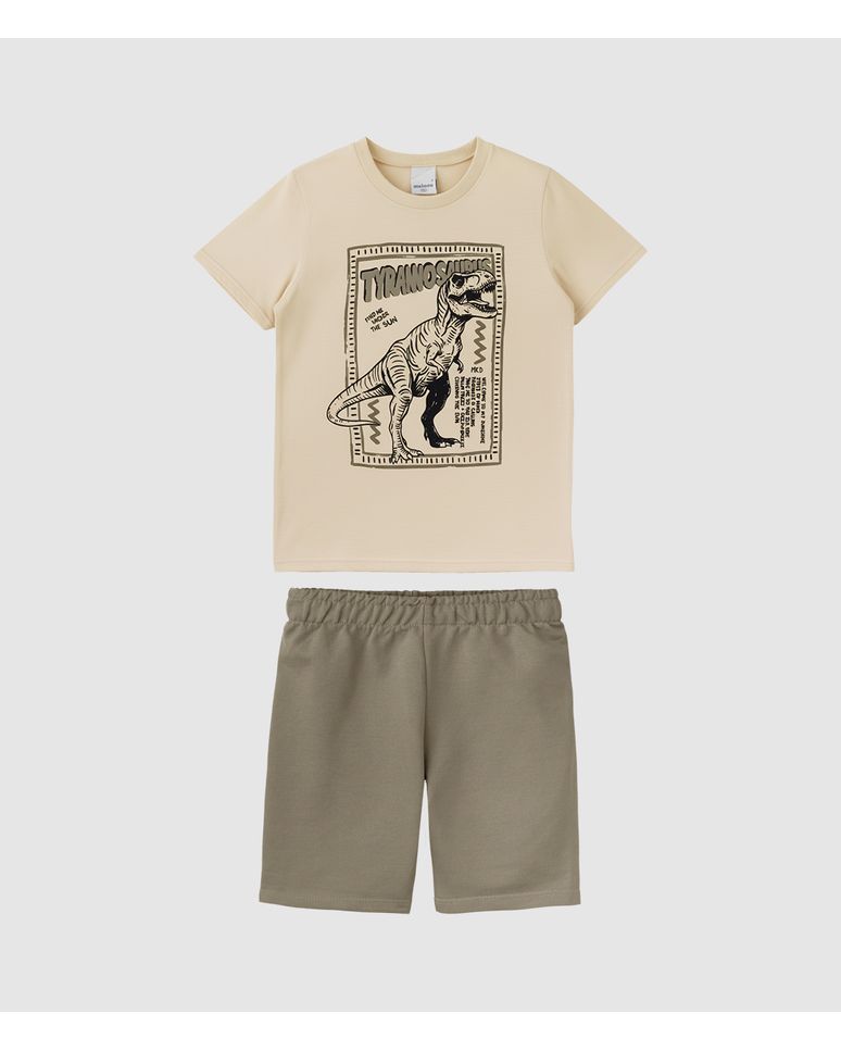 Conjunto Infantil Menino Camiseta Estampada E Bermuda Moletinho Malwee Kids