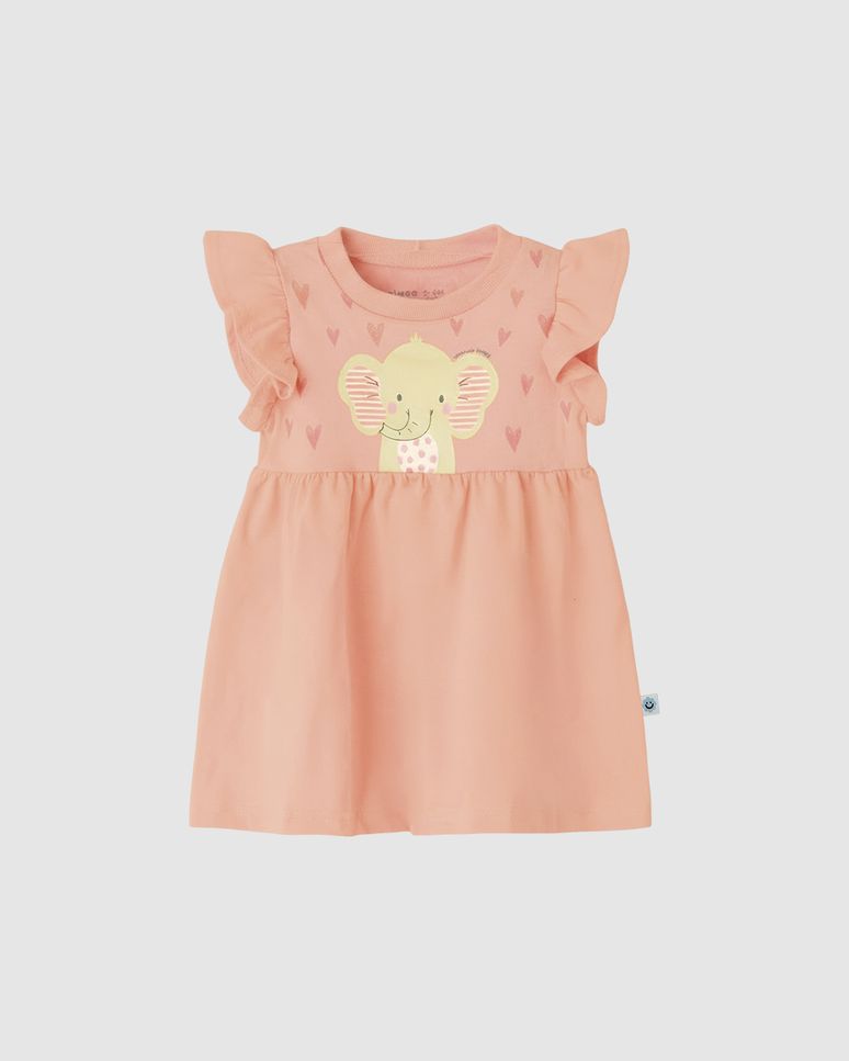 Vestido Bebê Menina Estampa Glitter Elefantinho Em Algodão Malwee Kids