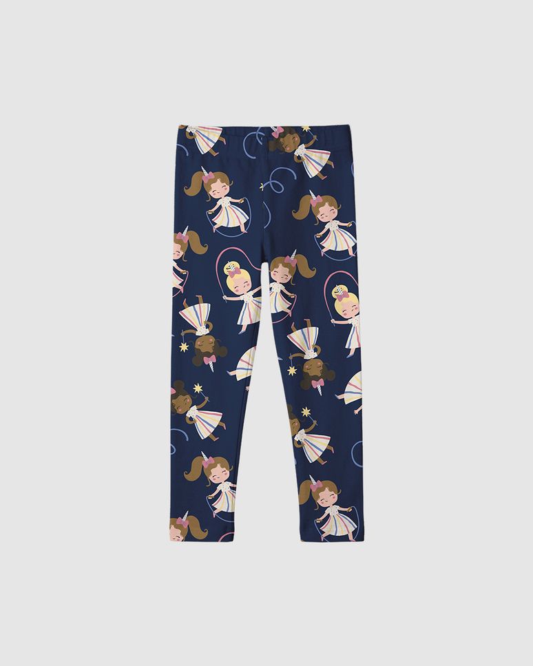 Calça Legging Infantil Estampada Cós Elástico Em Algodão Malwee Kids