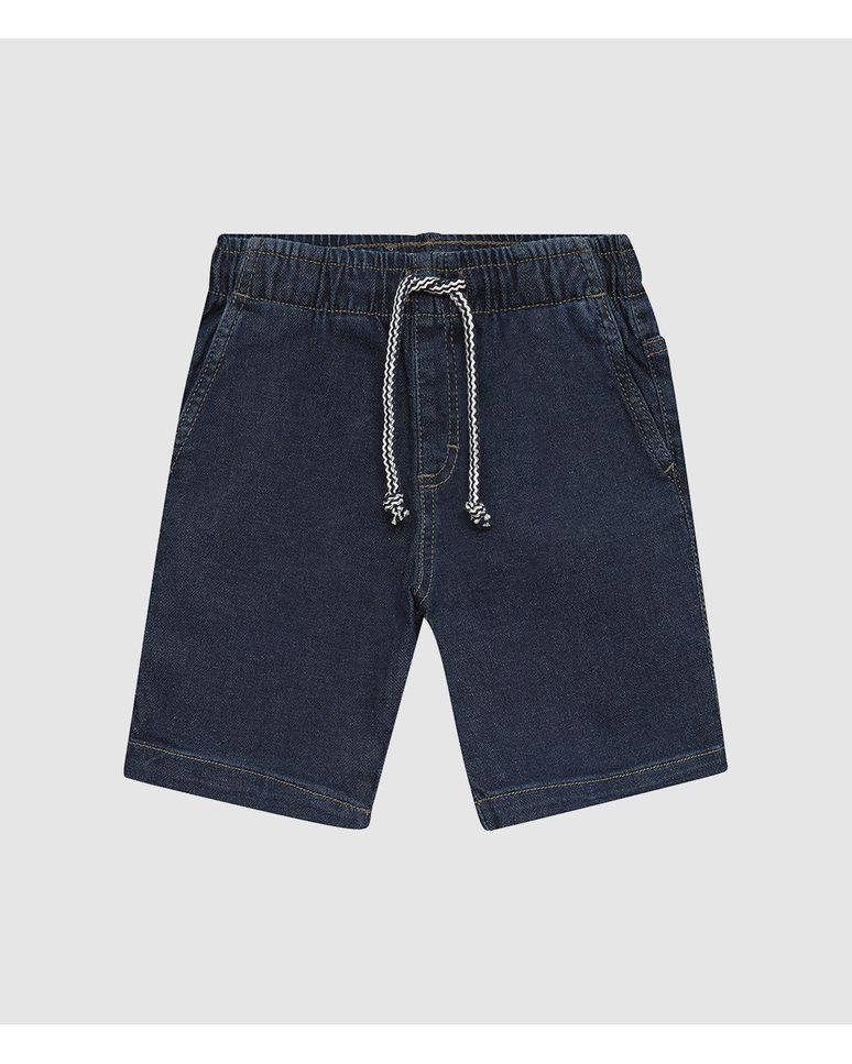 Bermuda Infantil Menino Cintura Com Elástico Em Jeans Moletom Malwee Kids