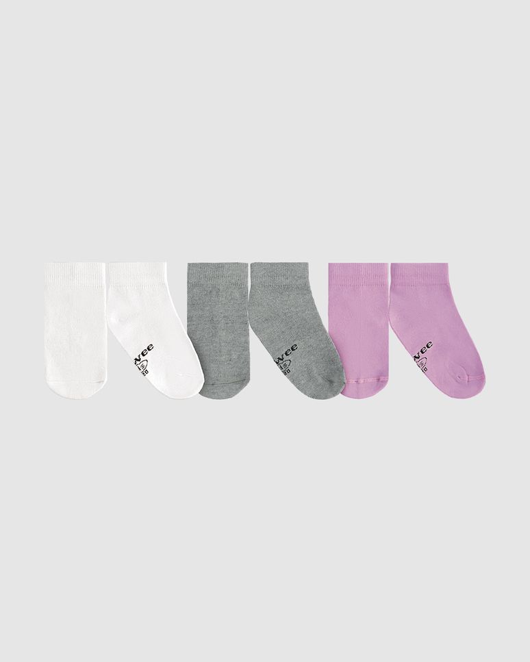 Kit 3 Meias Infantis Unissex Invisível Em Malha Algodão Malwee Kids
