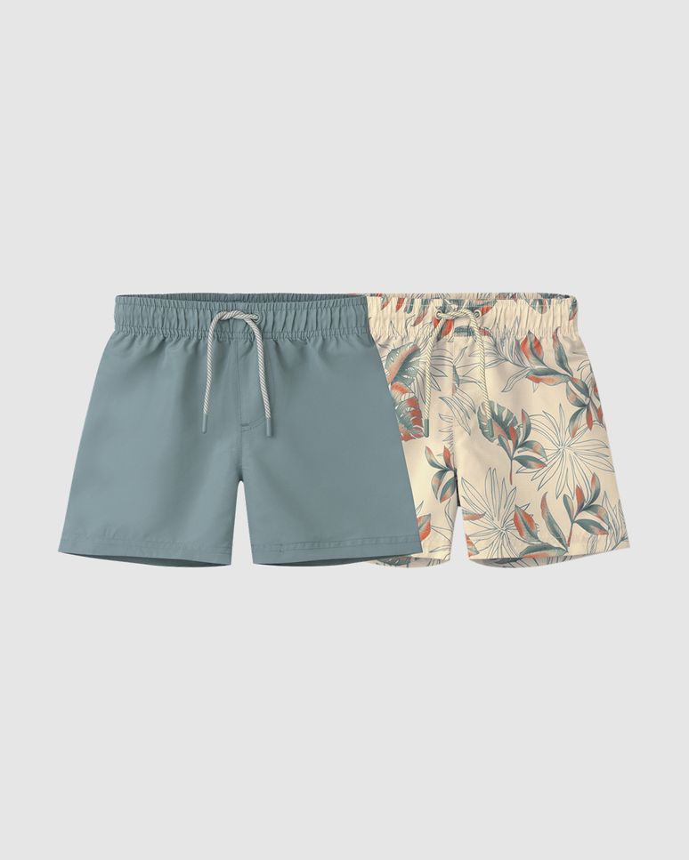 Kit 2 Shorts De Banho Infantil Menino Em Microfibra Malwee Kids