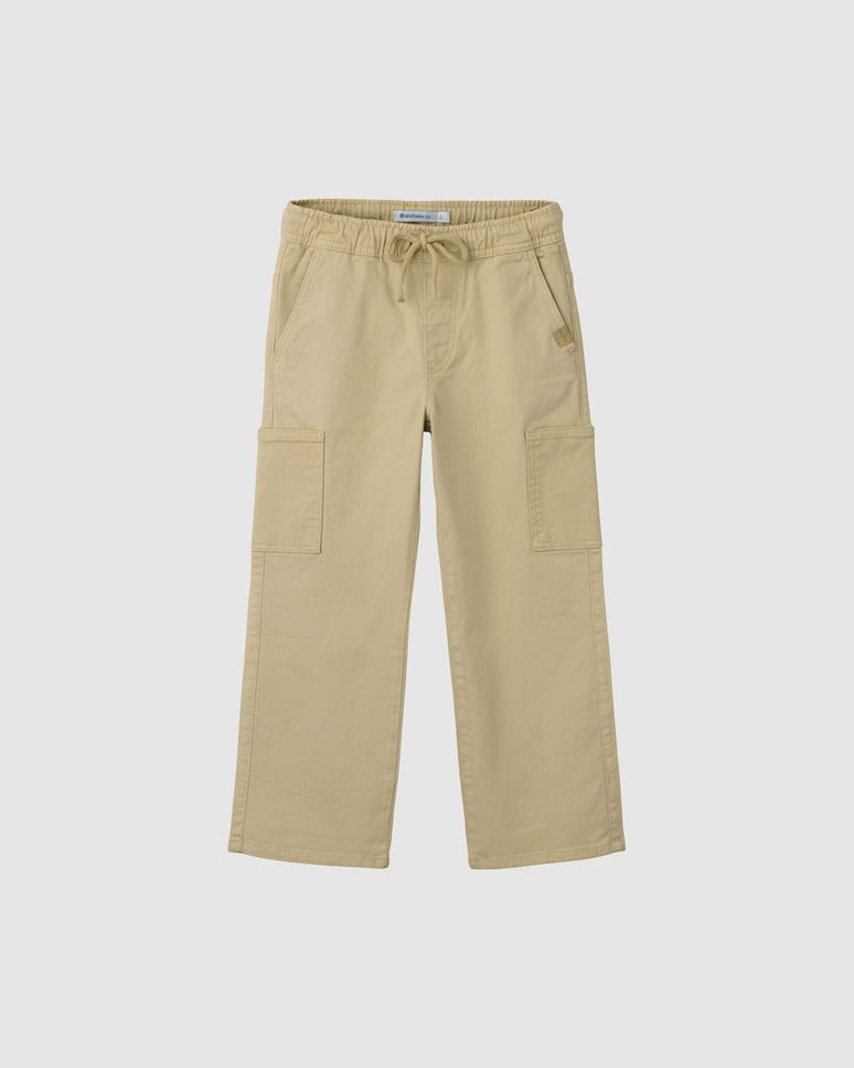 Calça Infantil Menino Reta Cargo Cadarço Frontal Sarja Stretch Malwee Kids