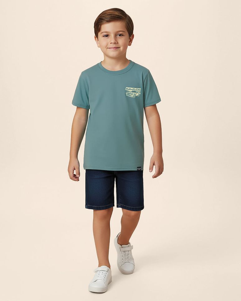 Camiseta Infantil Menino Estampa Racer Frente E Costas Malwee Kids
