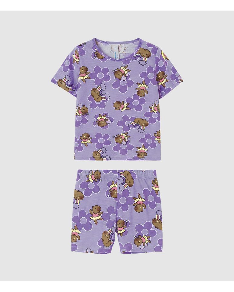 Pijama Curto Infantil Menina Estampado Brilha No Escuro Malwee Kids