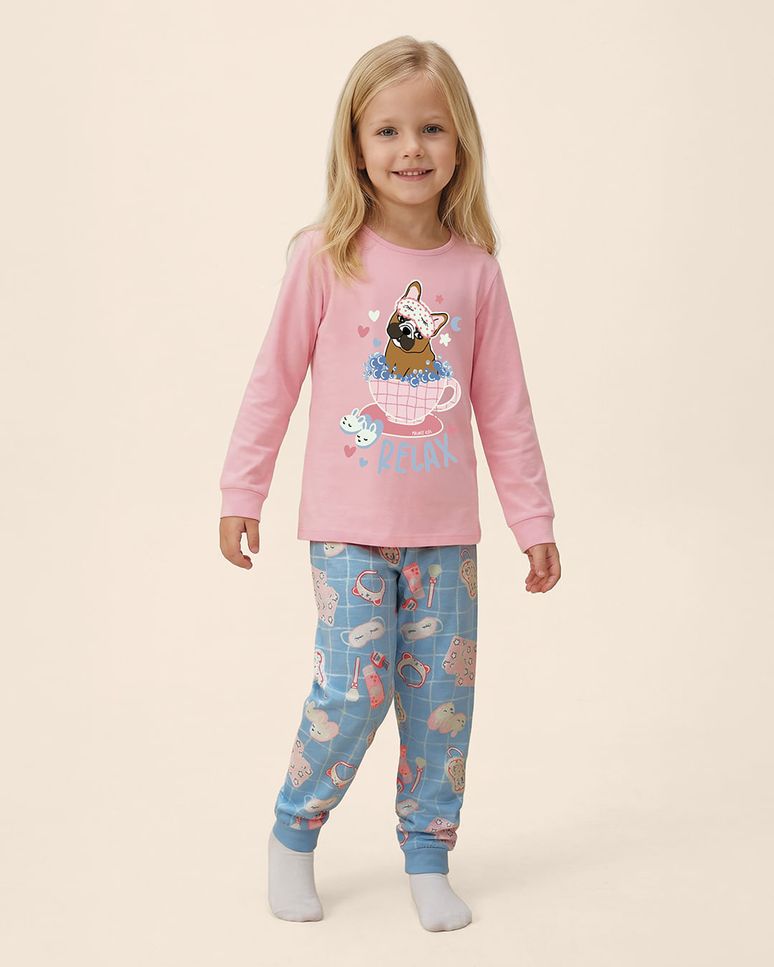 Pijama Longo Infantil Menina Relax Brilha No Escuro Malwee Kids
