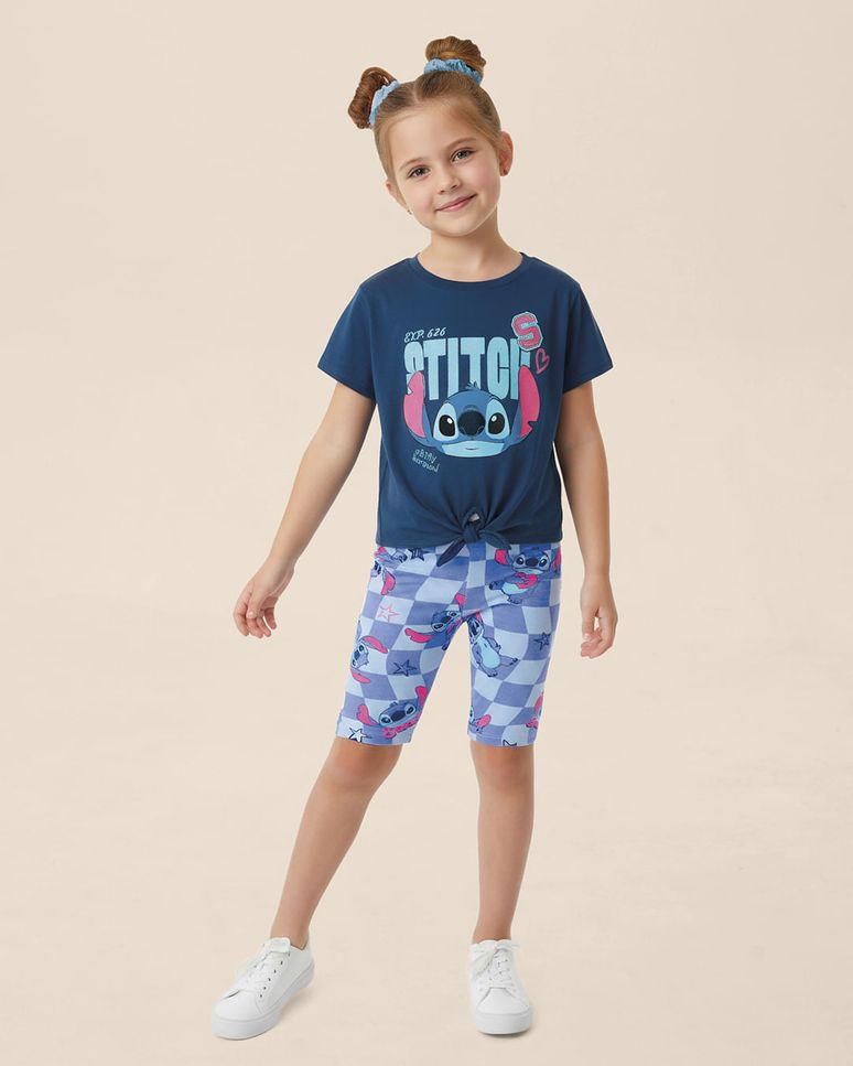 Bermuda Infantil Menina Ciclista Estampa Digital Stitch Disney Malwee Kids
