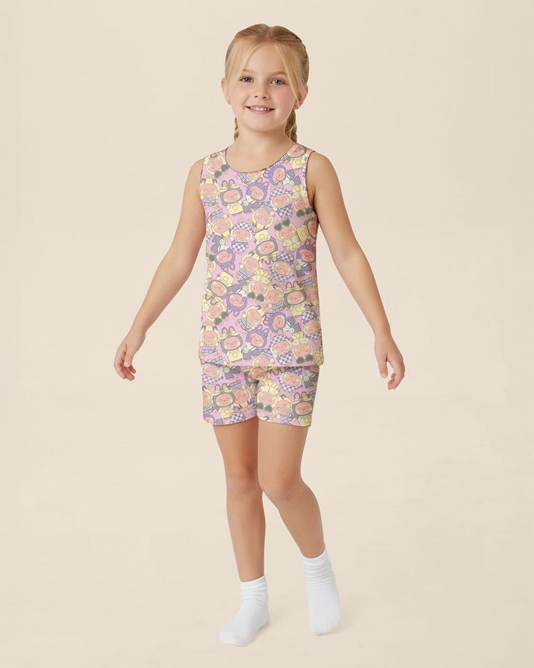 Pijama Curto Infantil Menina Estampa Corrida Brilha No Escuro Malwee Kids
