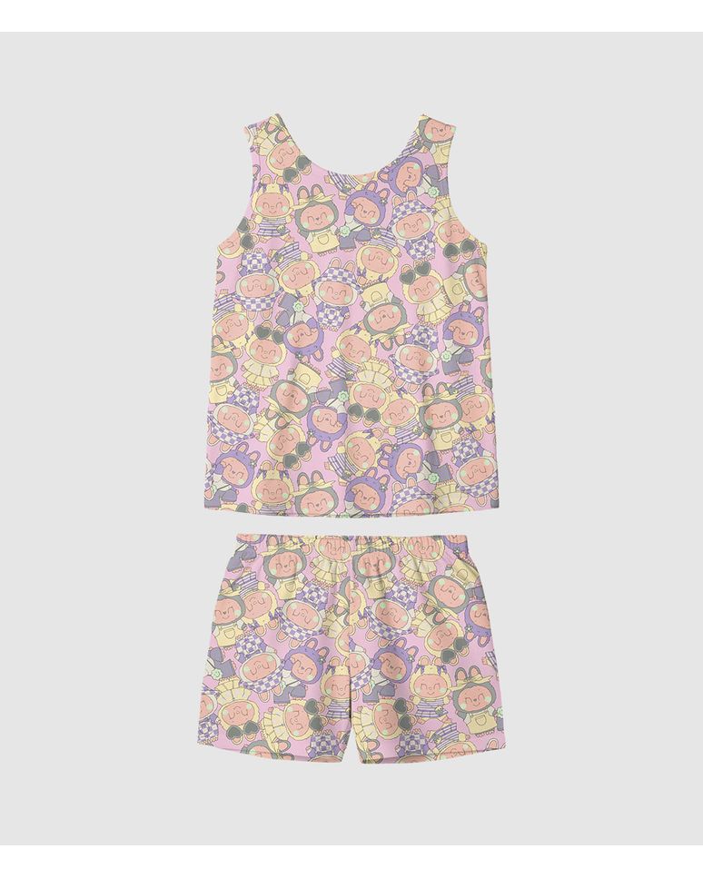 Pijama Curto Infantil Menina Estampa Corrida Brilha No Escuro Malwee Kids