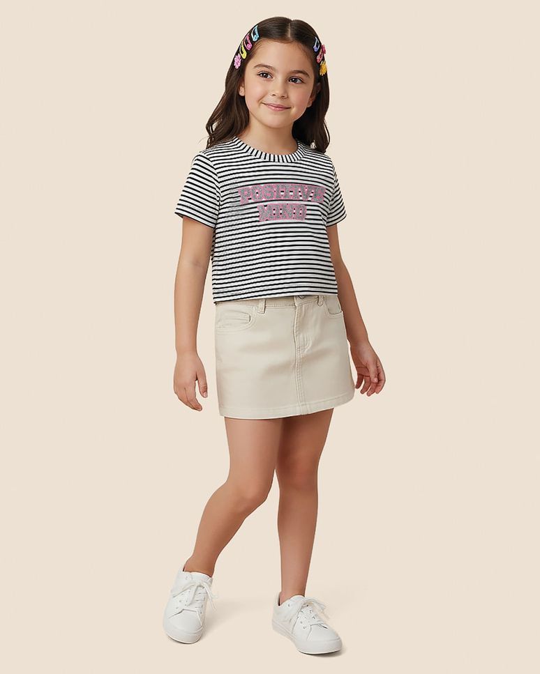 Blusa Infantil Menina Box Positive Mind Malha Listrada Lurex Malwee Kids
