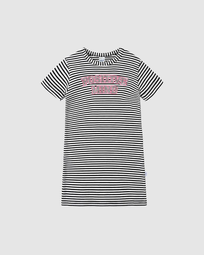 Vestido Infantil T-Shirt Positive Mind Malha Listrada Lurex Malwee Kids