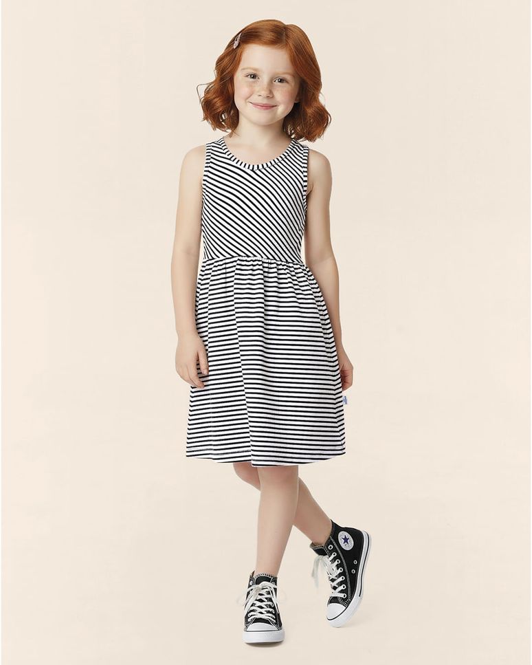 Vestido Infantil Detalhe Transpasse Costas Malha Listrada Lurex Malwee Kids