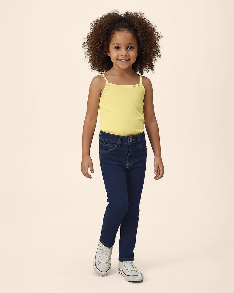 Calça Infantil Menina Skinny Cintura Ajustável Em Jeans Moletom Malwee Kids