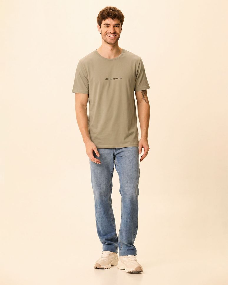 Camiseta Masculina Regular Estampa HD Horizons Never End Em Malha Do Abraço