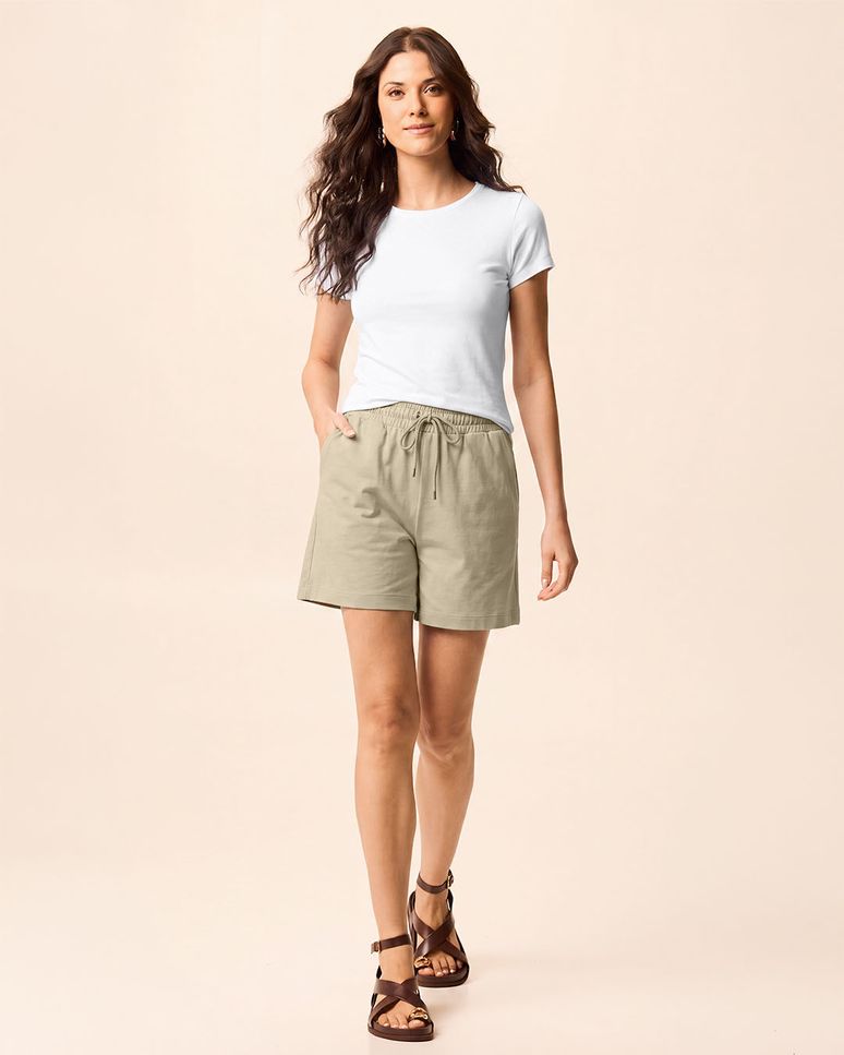 Blusa Básica Feminina Slim Decote Redondo Em Viscose Stretch