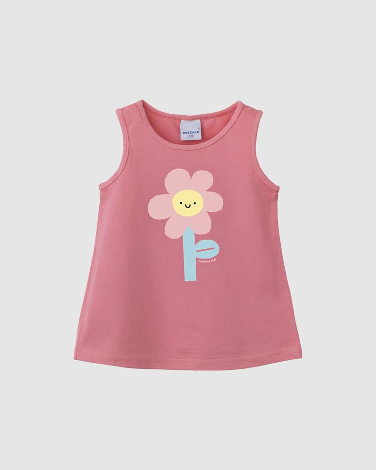 Regata Infantil Menina Evasê Estampa Com Glitter Holográfico Malwee Kids