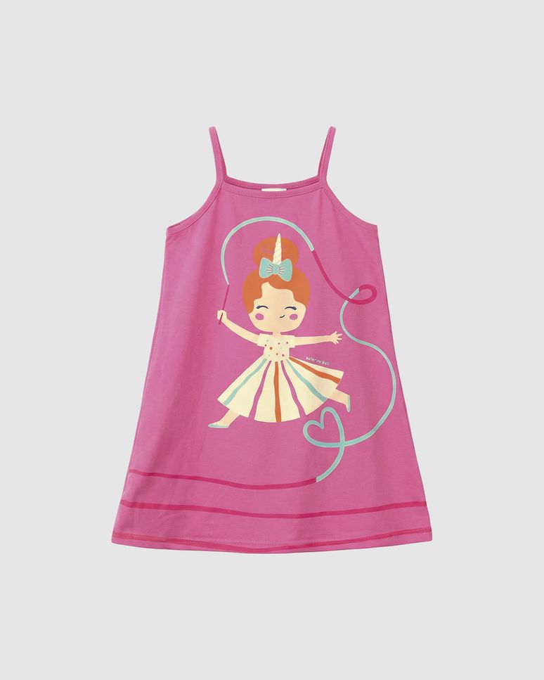 Vestido Infantil Amplo Alça Fina Estampa Glitter Holográfico Malwee Kids