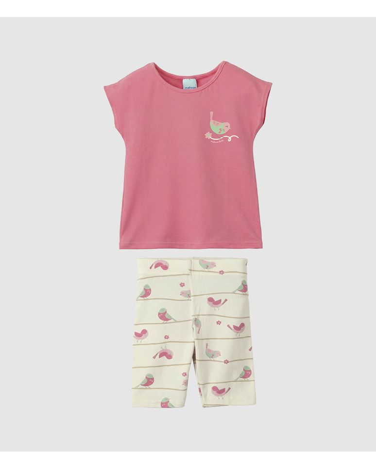 Conjunto Infantil Menina Estampa Passarinho Em Algodão Malwee Kids