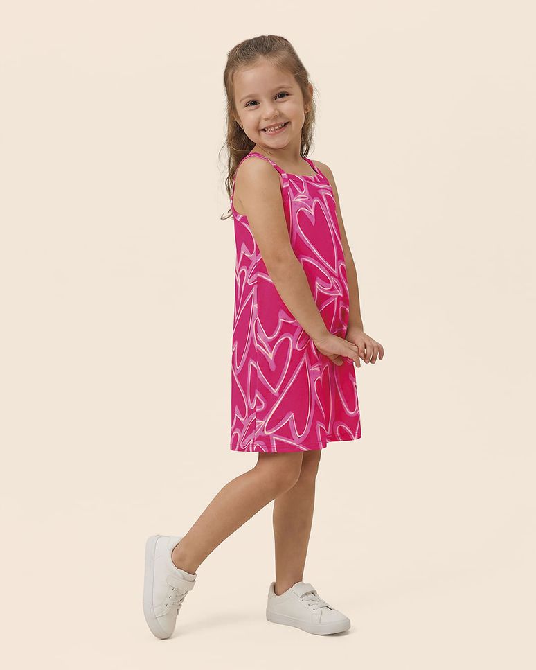 Vestido Infantil Decote Reto Estampado Em Algodão Malwee Kids