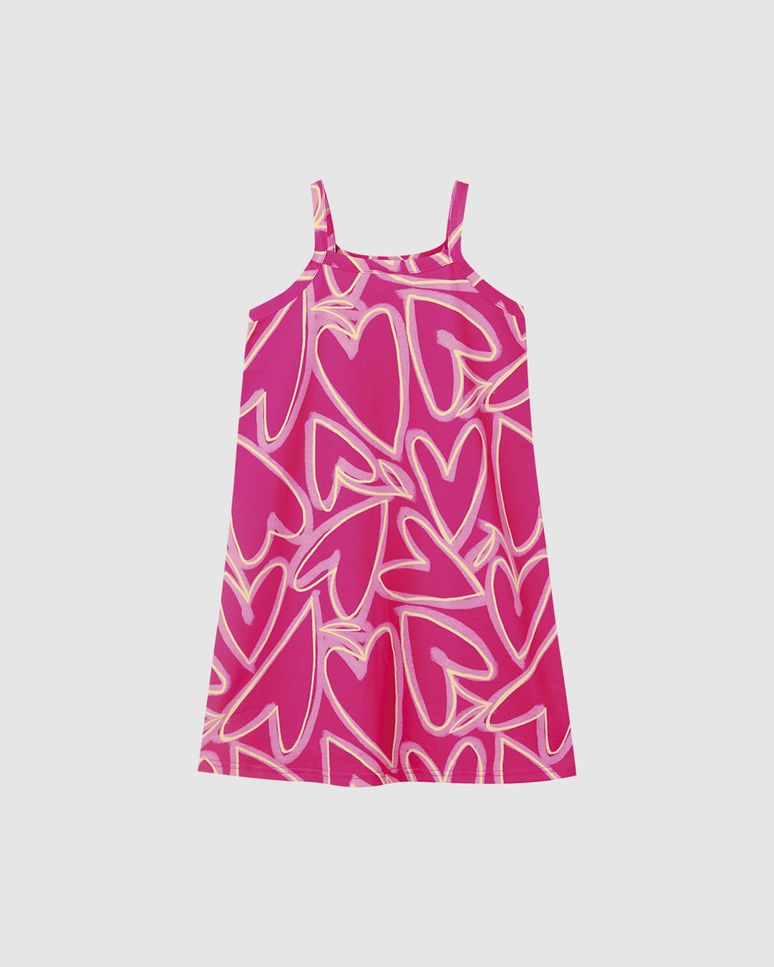 Vestido Infantil Decote Reto Estampado Em Algodão Malwee Kids