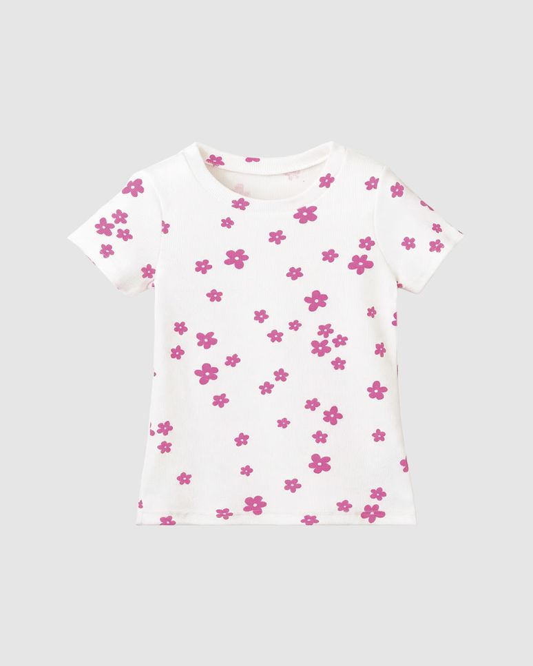 Blusa Infantil Menina Estampa Floral Manga Curta Em Ribana Malwee Kids