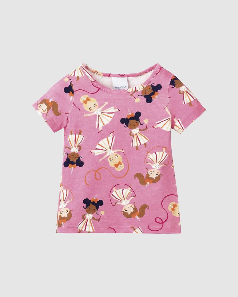 Blusa Infantil Menina Manga Curta Estampa Corrida Em Algodão Malwee Kids