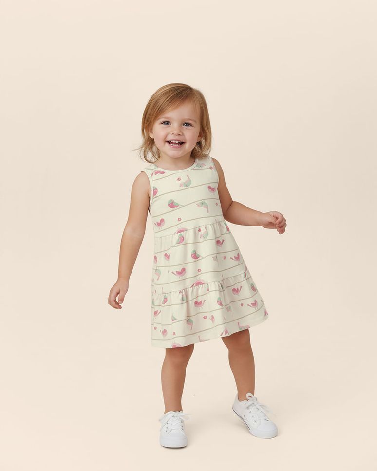 Vestido Infantil Marias Estampado Sem Manga Em Algodão Malwee Kids