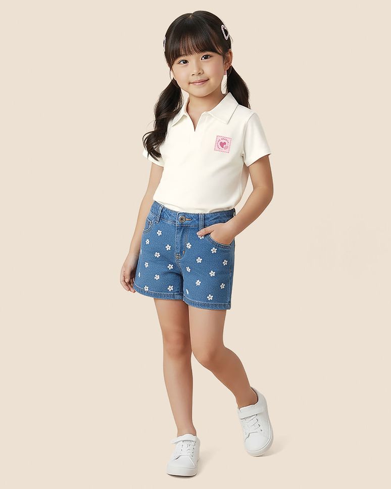 Blusa Polo Infantil Menina Estampa Positive Hearts Em Algodão Malwee Kids