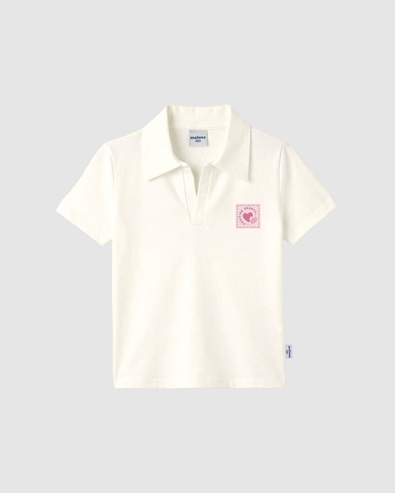 Blusa Polo Infantil Menina Estampa Positive Hearts Em Algodão Malwee Kids