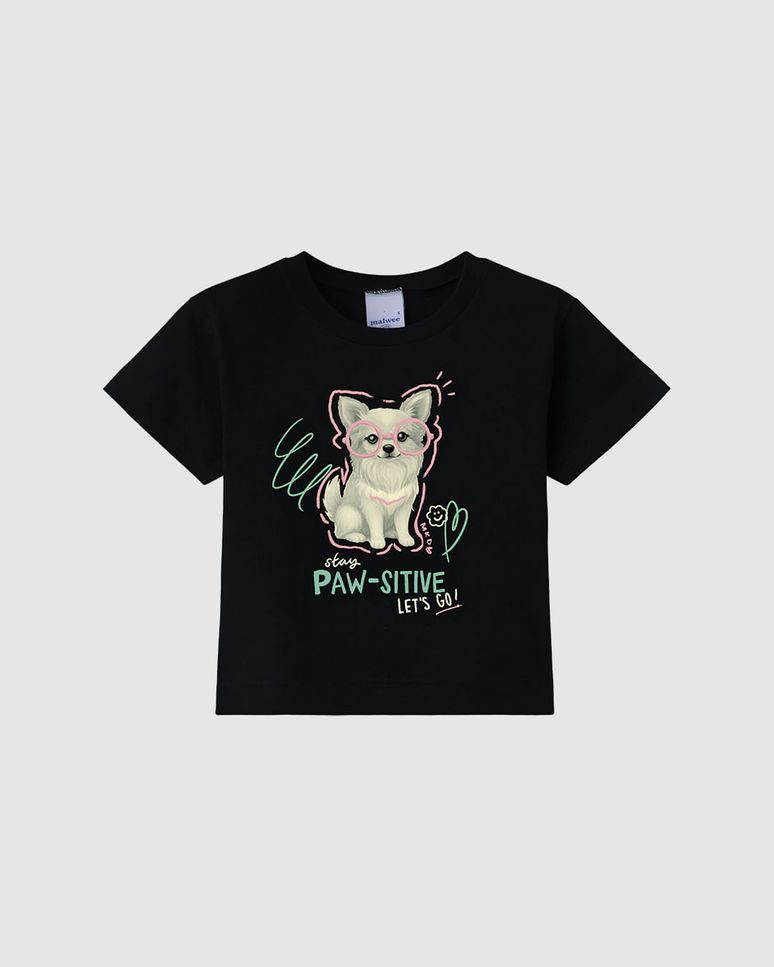 Camiseta Infantil Menina Box Stay Paw-Sitive Let's Go Em Algodão Malwee Kids