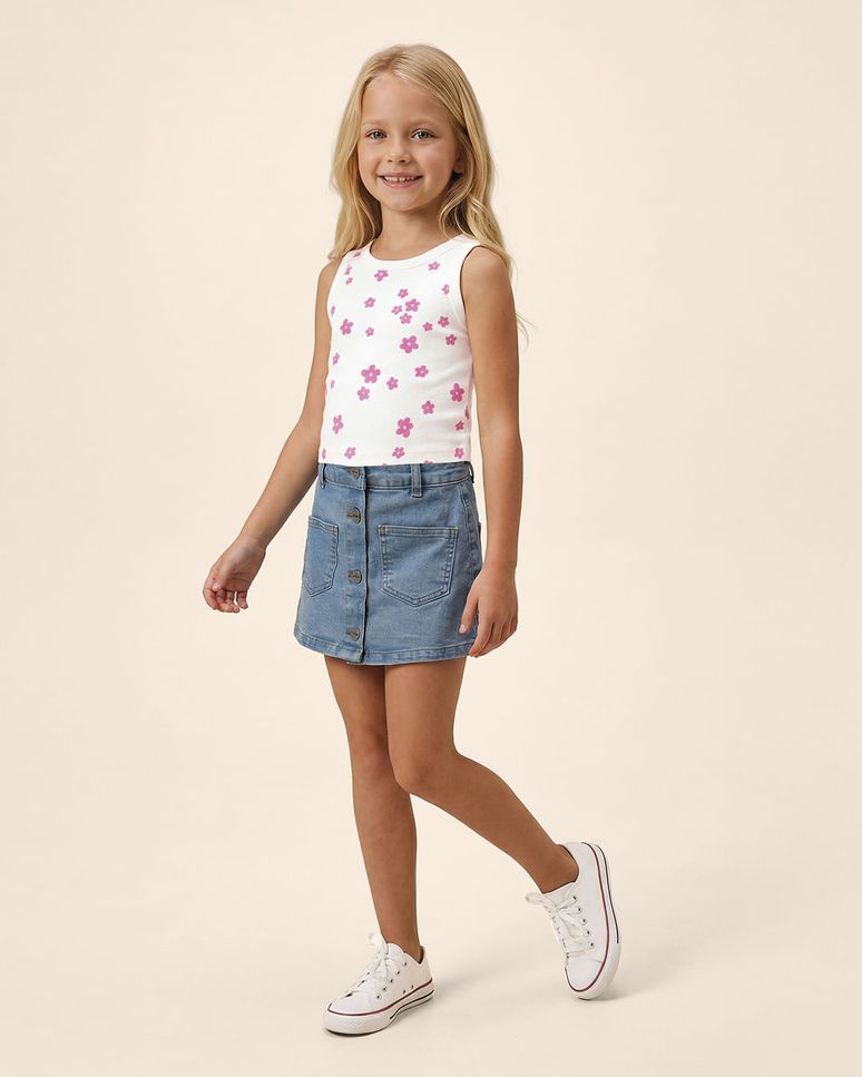 Regata Infantil Menina Estampa Flor Em Ribana Malwee Kids