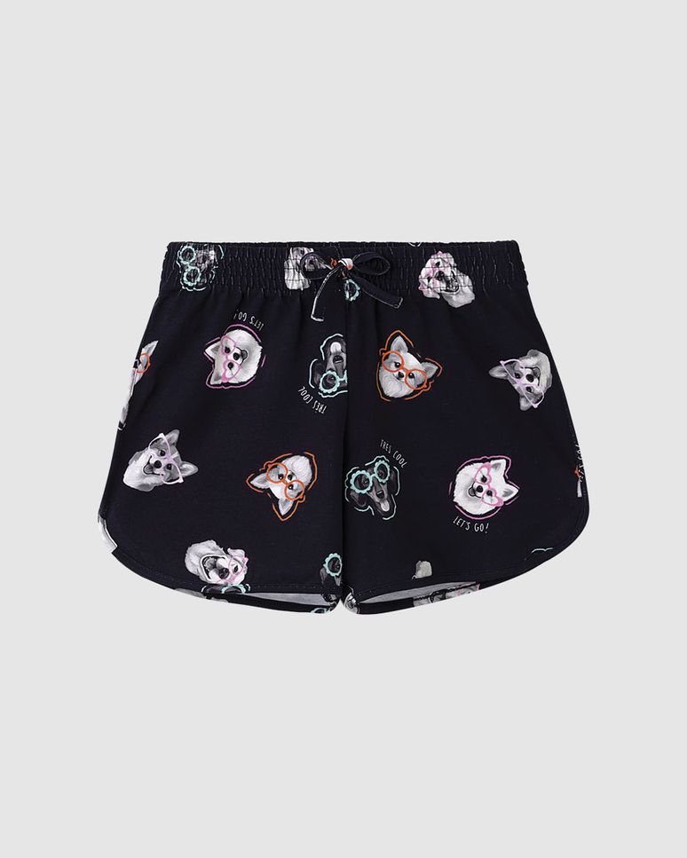 Shorts Infantil Menina Estampado Com Cadarço Em Algodão Malwee Kids