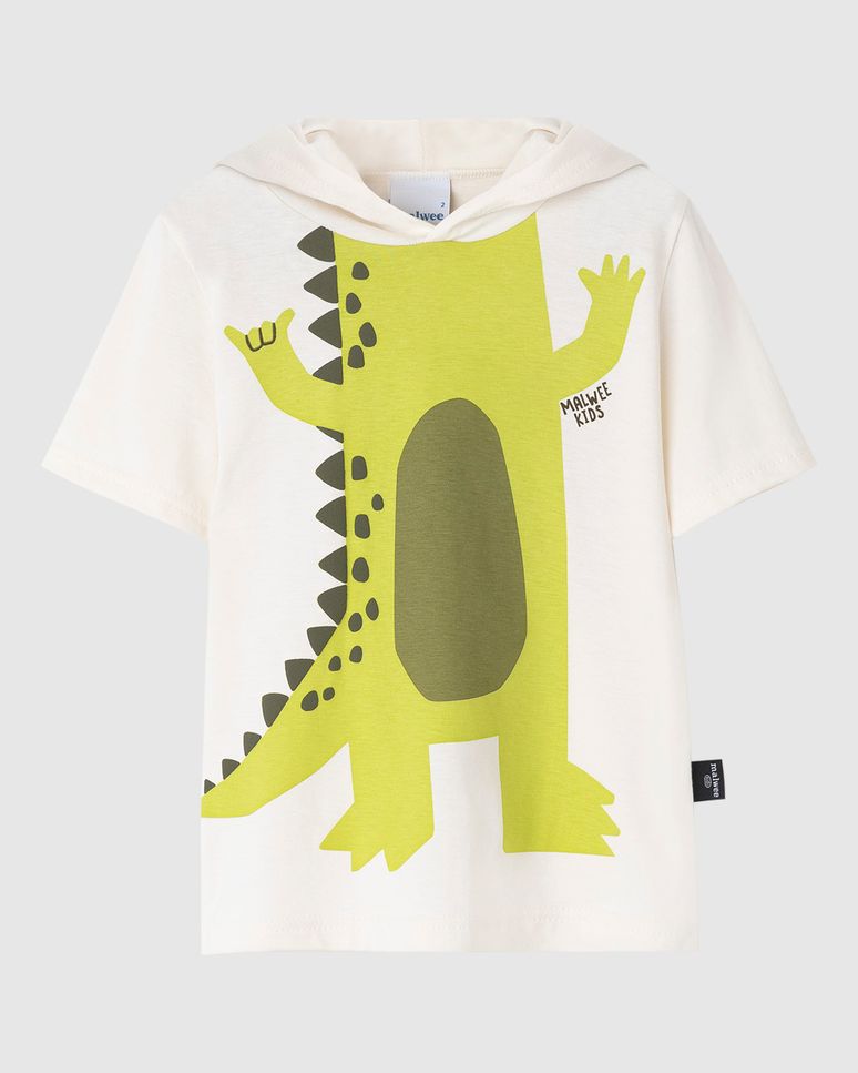 Camiseta Infantil Menino Estampa Dinossauro Com Capuz Carnaval Malwee Kids