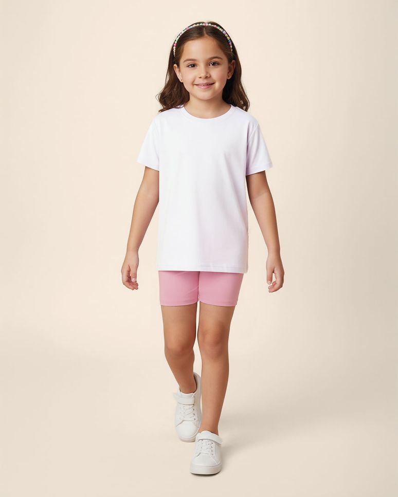 Shorts Infantil Menina Cós Elástico Em Algodão Malwee Kids