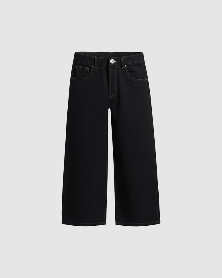 Calça Infantil Menina Wide Leg Cintura Ajustável Em Sarja Stretch Malwee Kids