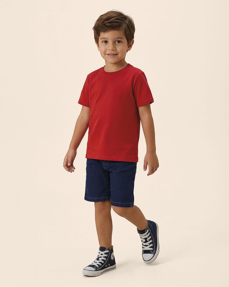 Bermuda Infantil Menino Cintura Elástico Ajustável Em Jeans Moletom Malwee Kids